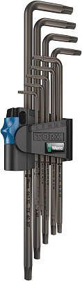 Набор Г-образных ключей WERA 967/9 XL TORX HF 1 с фиксацией, удлиненные, 9 пр., TX 8/9/10/15/20/25/27/30/40 Набор Г-образных ключей WERA 967/9 XL TORX HF 1 с фиксацией, удлиненные, 9 пр., TX 8/9/10/15/20/25/27/30/40