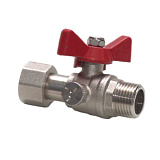 Кран шаровой MVI для подключения манометра 1/2HРx1/2BР (накидная гайка ВР с прокладкой со стороны манометра), бабочка