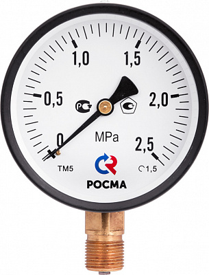 Манометр Росма TM-310P Dy 63 с нижним подключением 1/4 , 0-10 бар Манометр Росма TM-310P Dy 63 с нижним подключением 1/4 , 0-10 бар