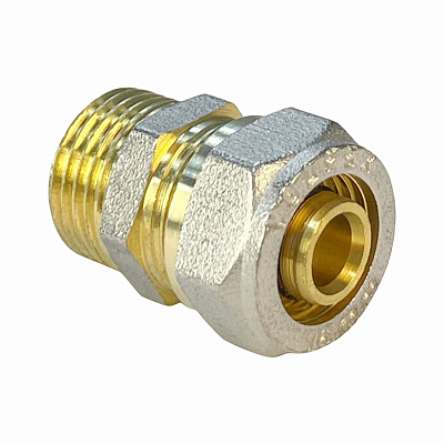 Соединитель Valfex для труб PE-RT/Al/PE-RT, обжимной с переходом на НР 16 x 3/4 дюйма Соединитель Valfex для труб PE-RT/Al/PE-RT, обжимной с переходом на НР 16 x 3/4 дюйма