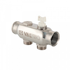 Коллектор VALTEC из нерж. стали, с м-о расст вых. 50мм, 1х 6 вых. 3/4 Евроконус