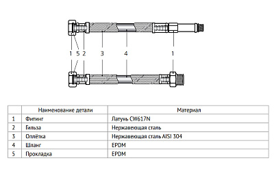 Гибкая подводка UNI-FITT для смесителя МL10х1 - 1/2, 30 см, удл. штуцер, DN 8, оплётка из нержавеющей стали