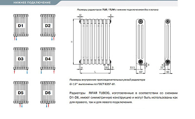 Стальной трубчатый радиатор отопления Rifar TUBOG TUB 3057-20-DV1 (Белый)